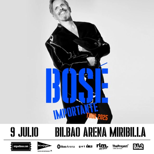 📢 Miguel Bosé regresa a los escenarios con su esperada gira mundial "Importante Tour" y con parada en el Bilbao Arena Miribilla el 9 de julio del próximo año.

🎟️ Las entradas saldrán a la venta el próximo martes 3 de diciembre a las 12:00h en👉🏽 El Corte Inglés y MiguelBose.com.

@miguelbose @rlm_es @theprojectbcn @bilbaoarena